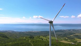 Aeiral drone video photography windmills sea bosphorus and nature