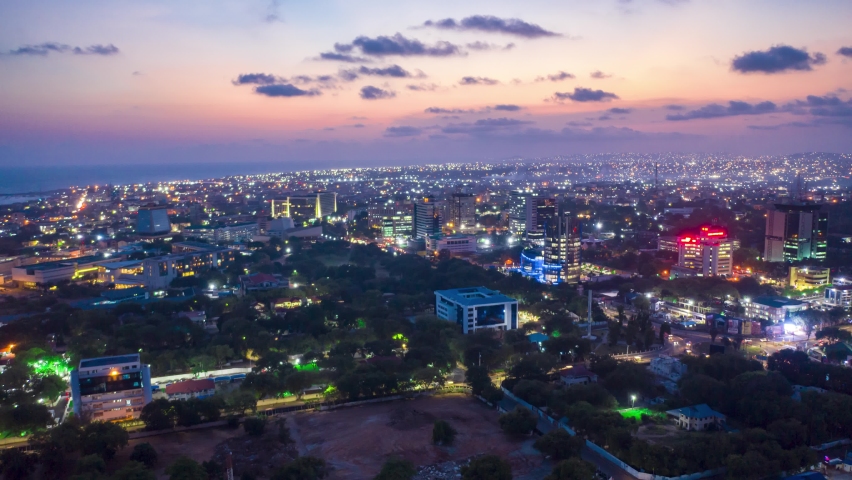 African city of Accra Ghana at night or twilight | Shutterstock HD Video #1072865906