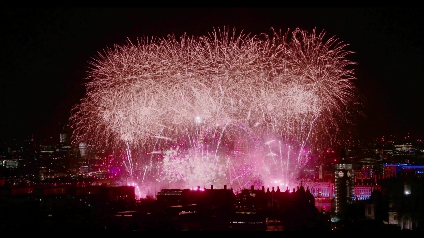 London , United Kingdom (UK) - 01 01 2018: London welcomes in 2018 with a spectacular Fireworks Display