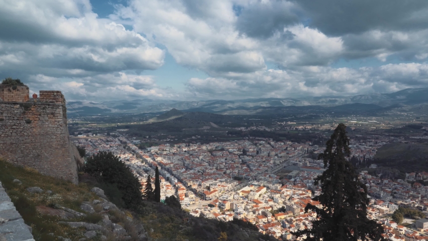 View Onto Nafplion From Fortress of Palamidi, Peloponnes, Greece.
Graded and stabilized version. 