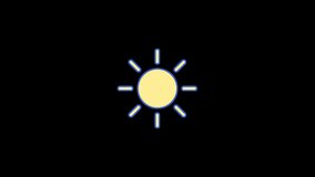 Sunny Weather Animated Icon Isolated on Transparent Background. 4K Ultra HD Apple ProRes 4444, Video Motion Graphic, Loop Animation.