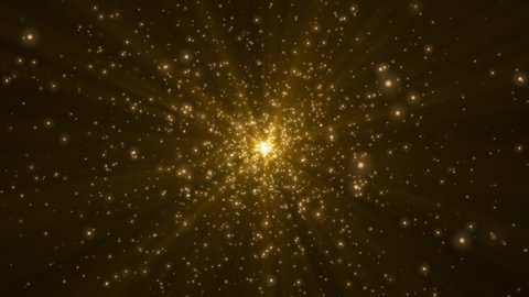 Abstract background animation with glittering golden particles and light rays. This motion background is full HD and a seamless loop.