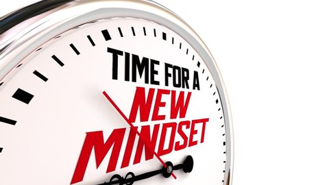 Time for a New Mindset Clock Change Perspective Vision Attitude 3d Animation