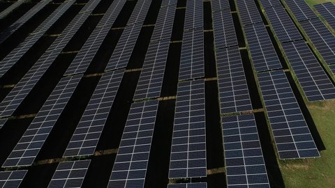 Aerial view of photovoltaic panels in solar power plant - São José dos Campos, São Paulo, Brazil
