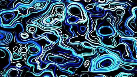 Abstract creative looped bg with curled lines like blue trails on surface. Lines form swirling pattern like curle noise. Abstract 3d looping flowing animation as bright creative festive bg