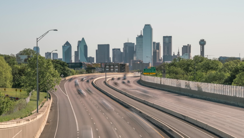 Zooming Out Dallas Downtown Highway Traffic Stock Footage Video (100% ...