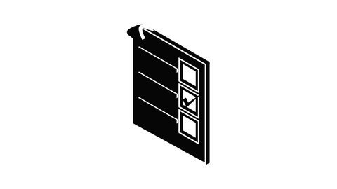 Voted paper icon animation isometric black object on white background