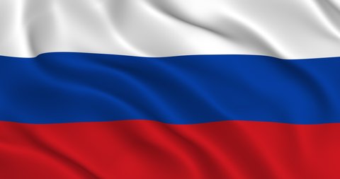 Russian Flag Seamless Smooth Waving Animation. Fine flag of Russia with Folds. Symbol of the Russian Federation. Loop animation, 3D render, 60fps. Possible Lossless deceleration by 2 times at 30fps