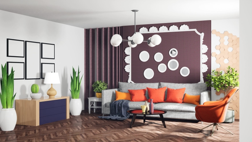 Interior of the living room. 3D illustration