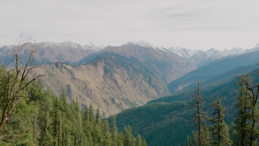 Beautiful view of Himalayan mountain range in day light sun