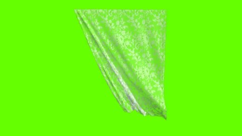 Silky Window Curtains on Green Screen background 4K Stock Footage.