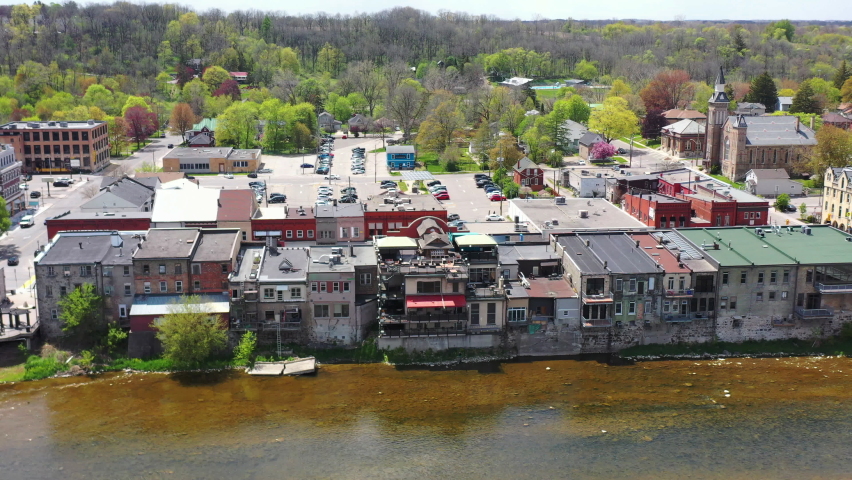 Aerial scene of Paris, Ontario, Canada 4K