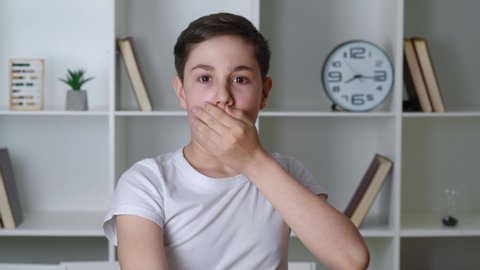 Portrait Scared Boy Shocked By Terrible Stock Footage Video (100% ...