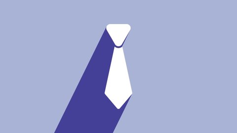White Tie icon isolated on purple background. Necktie and neckcloth symbol. 4K Video motion graphic animation.