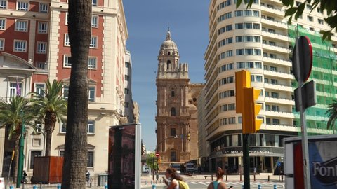 Malaga, Spain; 05 24 2021; Malaga City cathedral - Malaga roman catholic church, landmark of malaga city