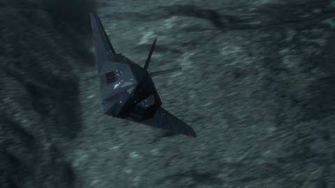 Stealth Attack Aircraft Flying in the Night Sky. High Quality animation in 4k resolution, ProRes 4444 codec, 25 FPS.