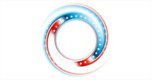 Circle with USA flag colors and stars abstract american motion background. Seamless looping. Video animation 4K 4096x2160