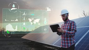 Engineer analysing solar panels data, digital future job concept motion graphics - Powered by Shutterstock - Get 15% off with code: PIKWIZARD15