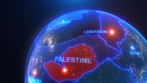 Close up Map of the Middle East Countries, 3d rendering