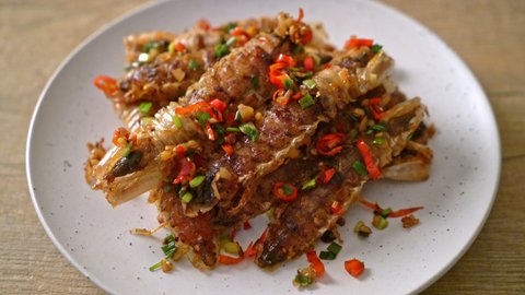 Stir-fried Mantis Shrimp or Crayfish with Chilli and Salt - Seafood style