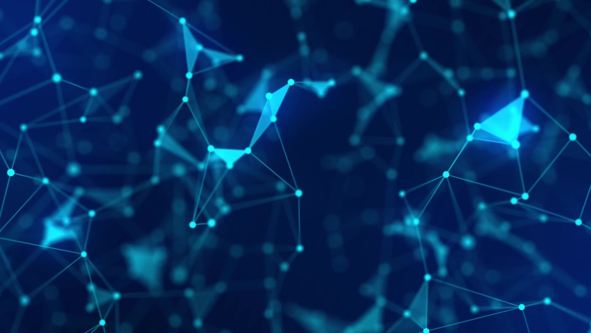 Digital Plexus background.Data technology and scientific illustration. Moving dots and lines network connection structures. 3d rendering. 4K