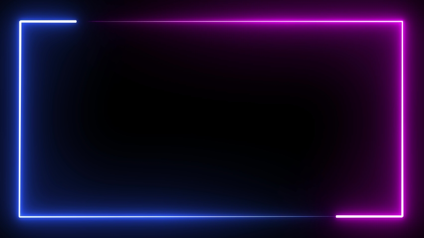 Abstract seamless looped animation of neon glowing frame on blue background | Shutterstock HD Video #1073013881