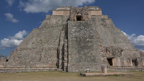 Pyramid of the Magician  in the ancient Mayan city of Uxmal. Yucatan, Mexico
