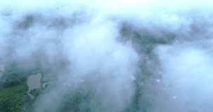 4k drone video high mountain and A community on a high mountain There is fog all year round. view of northern Thailand 