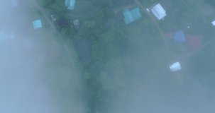 4k drone video high mountain and A community on a high mountain There is fog all year round. view of northern Thailand 