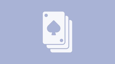 White Playing cards icon isolated on purple background. Casino gambling. 4K Video motion graphic animation.