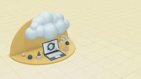 laptop computer with a cloud and icons, concept of cloud computing, copy space (3d render) - Powered by Shutterstock - Get 15% off with code: PIKWIZARD15