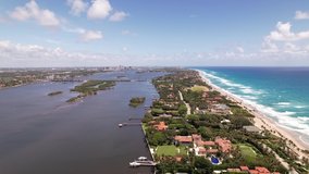 Aerial video luxury mansion homes on Palm Beach FL