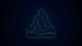 Glowing neon line Iceberg icon isolated on black background. 4K Video motion graphic animation .