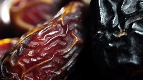 4k video clips of Dried dates closeup with selective focus