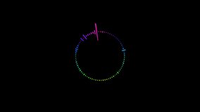 Digital audio spectrum sound wave effect animation with 2d concept and black background.
