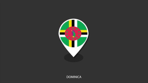 Vector motion of Dominica flag icon look like check-in icon on black background.
