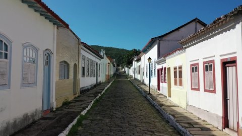 Quiet streets and colonial architecture of Cidade de Goias, Goias State, Brazil 