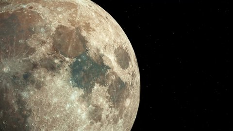 Rotating moon isolated on black background with luma matte. 3d 4K