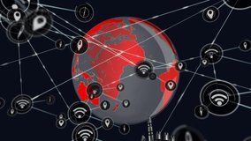 Animation of globe with network of connections and robot's hand. global connections and technology concept digitally generated video. - Powered by Shutterstock - Get 15% off with code: PIKWIZARD15