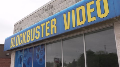 Owen sound, Ontario, May 20211 Last Blockbuster movie video rental store in Canada sits empty since bankruptcy and closure in 2011. 