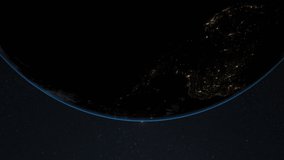 Animation of globe with glowing shooting star. global connections and technology concept digitally generated video.