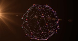Animation of globe with burning network of connections. global connections and technology concept digitally generated video.