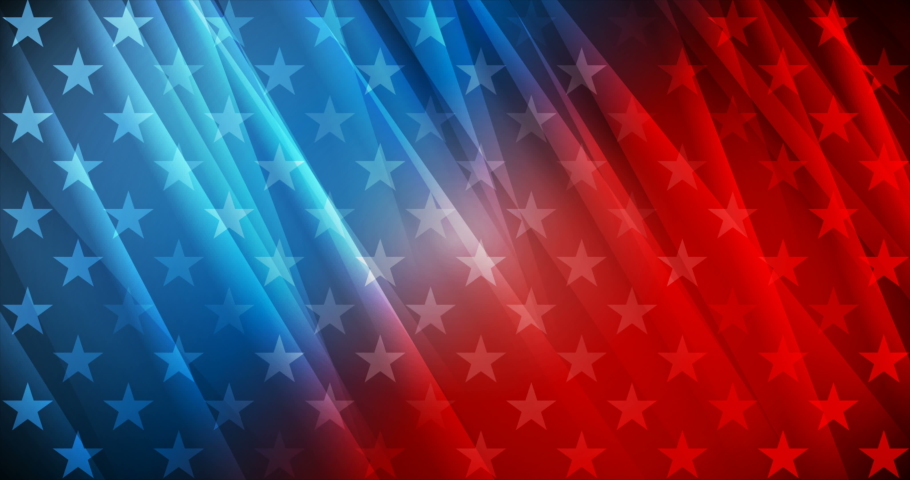 USA colors, stars and stripes abstract bright motion design. Independence Day modern background. Seamless looping. Video animation 4K 4096x2160 Royalty-Free Stock Footage #1073115284