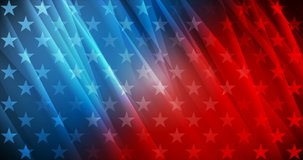 USA colors, stars and stripes abstract bright motion design. Independence Day modern background. Seamless looping. Video animation 4K 4096x2160