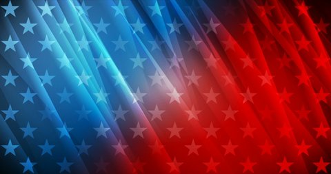 USA colors, stars and stripes abstract bright motion design. Independence Day modern background. Seamless looping. Video animation 4K 4096x2160