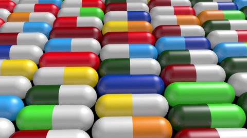 Realistic multicolored capsules.
Medical pills background. 3D rendering.
Medicine, healthcare or pharmacy concept