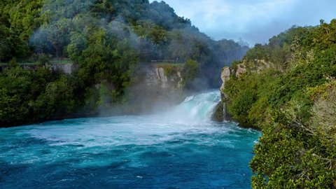 Huka falls are a set of waterfalls on the Waikato River that drains Lake Taupo in New Zealand. The Waikato river exits near Port Waikato on the west coast of the Waikato district.
