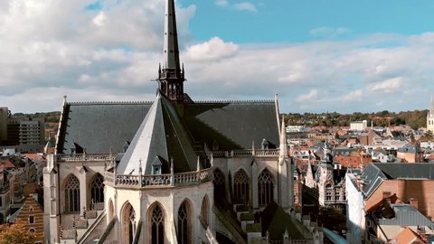 Leuven, Belgium - aerial view of Saint Peter's Church and cityscape