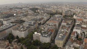 Austrian parliament in Vienna reconstruction aerial footage. Construction works in Vienna