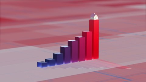 House prices visualization, Colourful 3D chart. Housing market price rise.